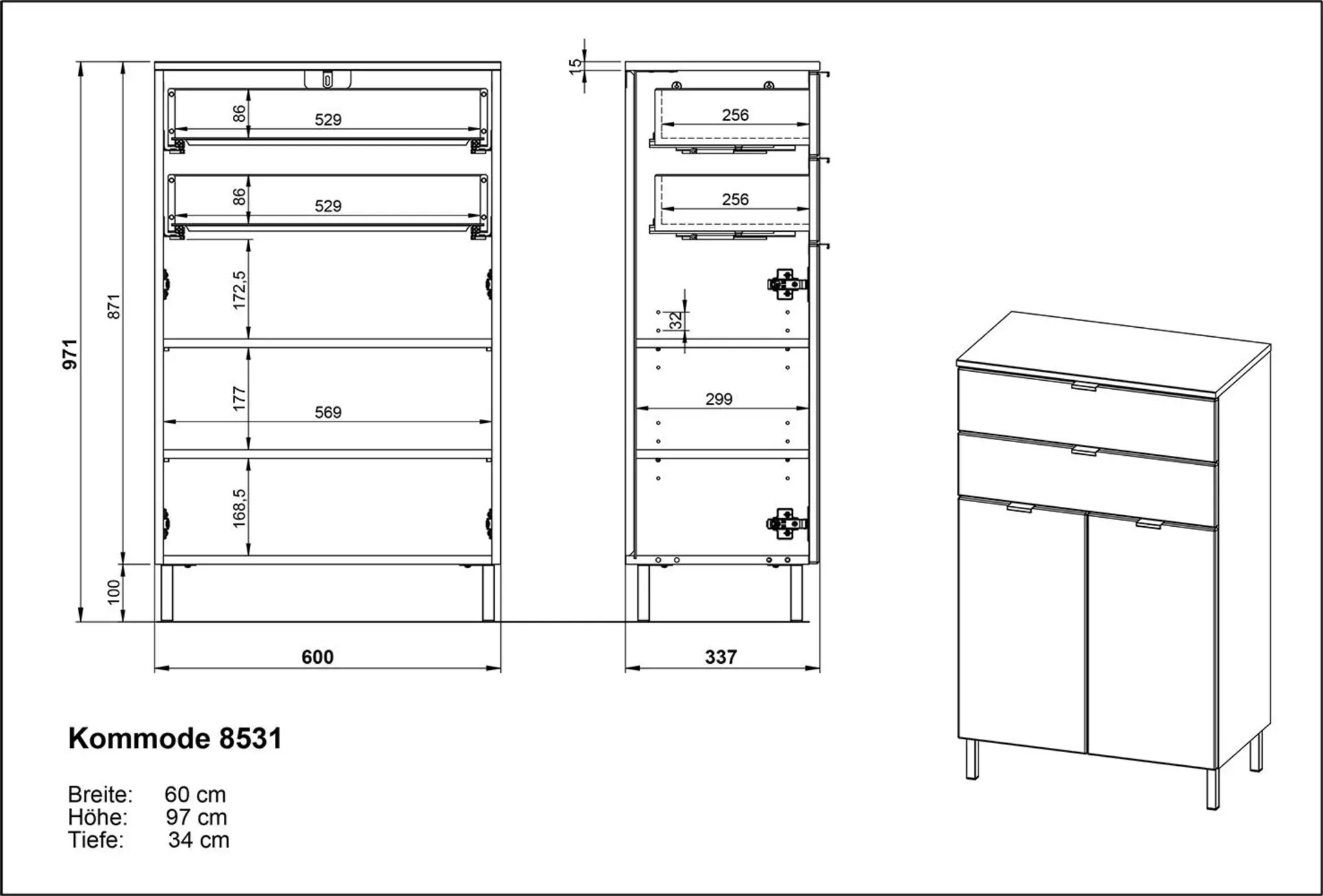 | x x Inhofer 34 ca. 56 Badmöbelset Möbel braun cm 80