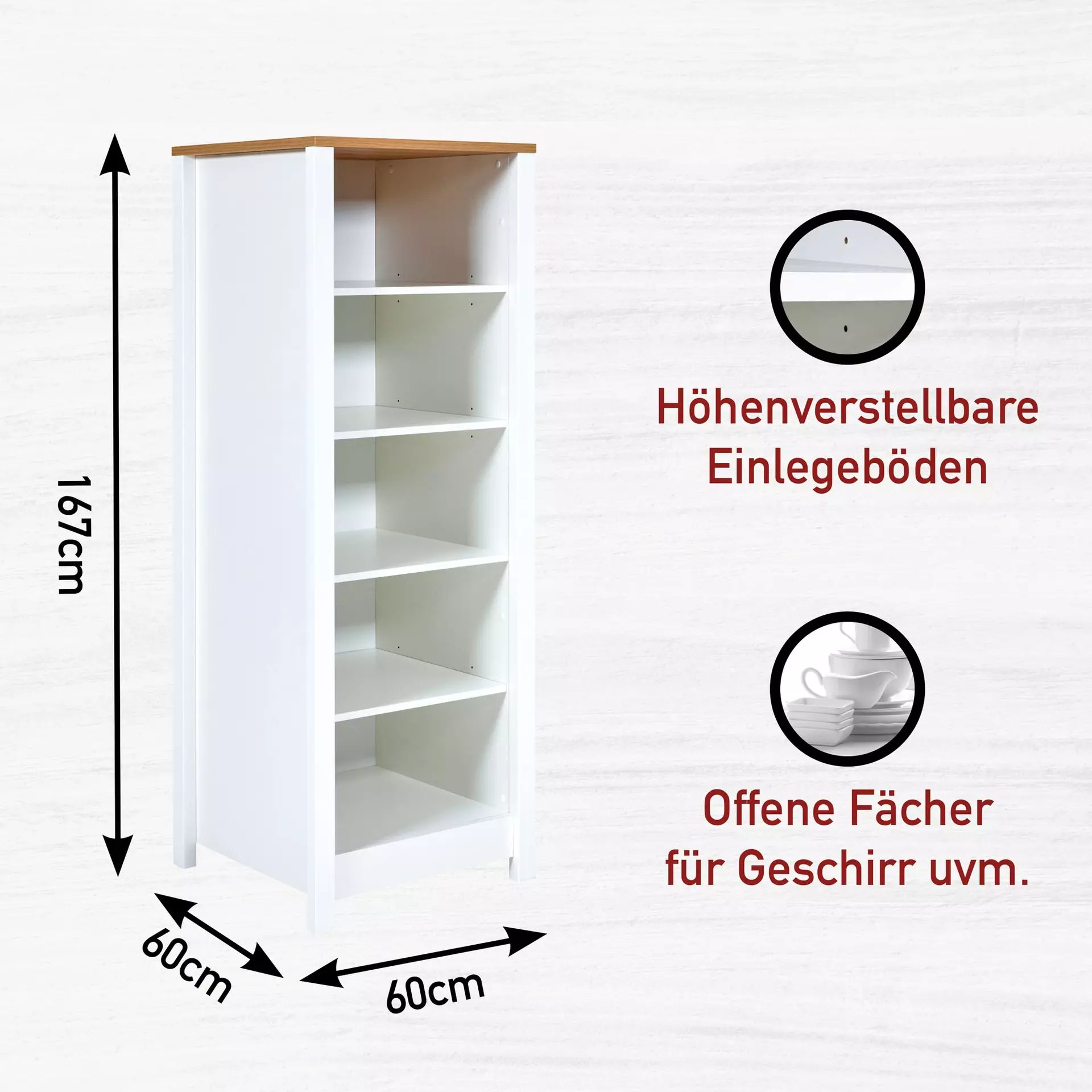 Hochschrank Sicilia Inter Link Holzwerkstoff 60 x 167 x 60 cm