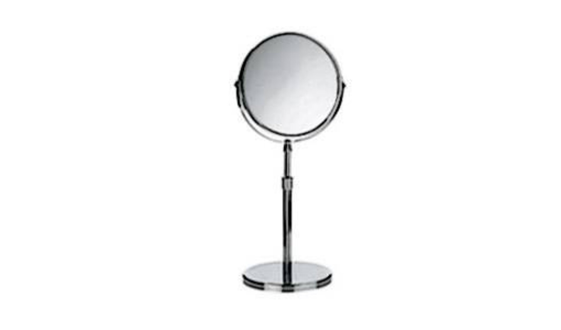 Runder Kosmetikspiegel mit höhenverstellbaren Fuß als Sinnbild für Spiegel