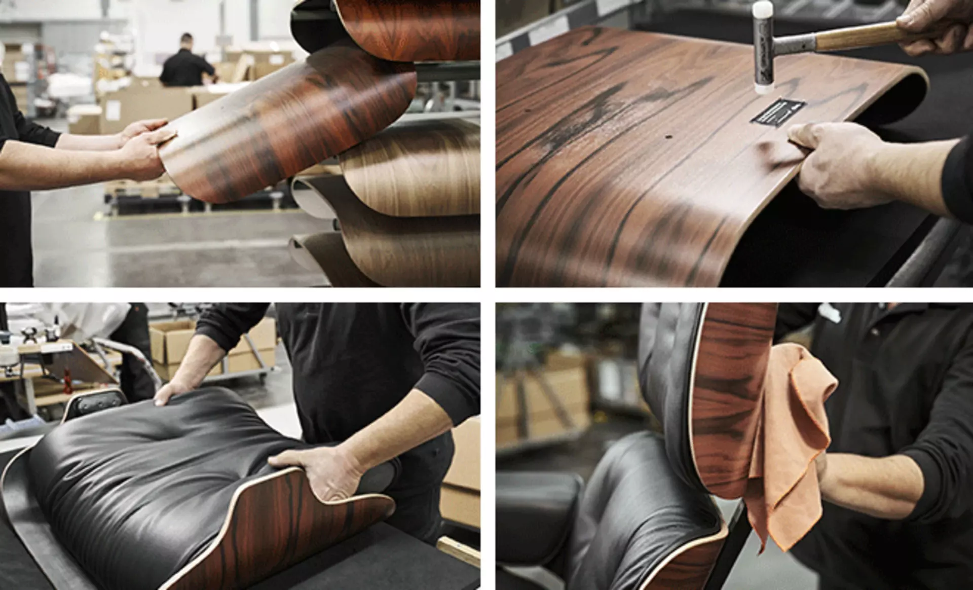 Die handwerkliche Produktion des Eames Lounge Chair in der Vitra Werkstatt