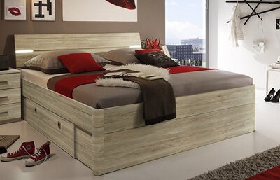 Bild von Bett ca. 215 x 97 x 185 cm Dreamoro braun