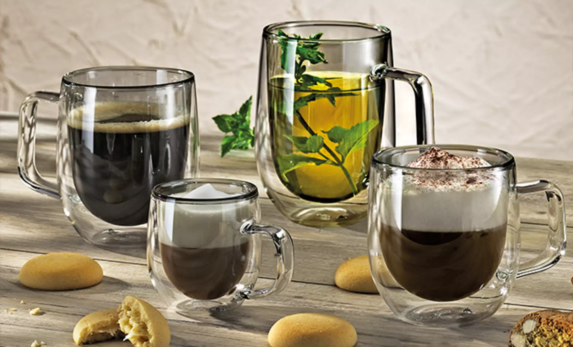 Doppelwandige Tassen aus Glas von cilio