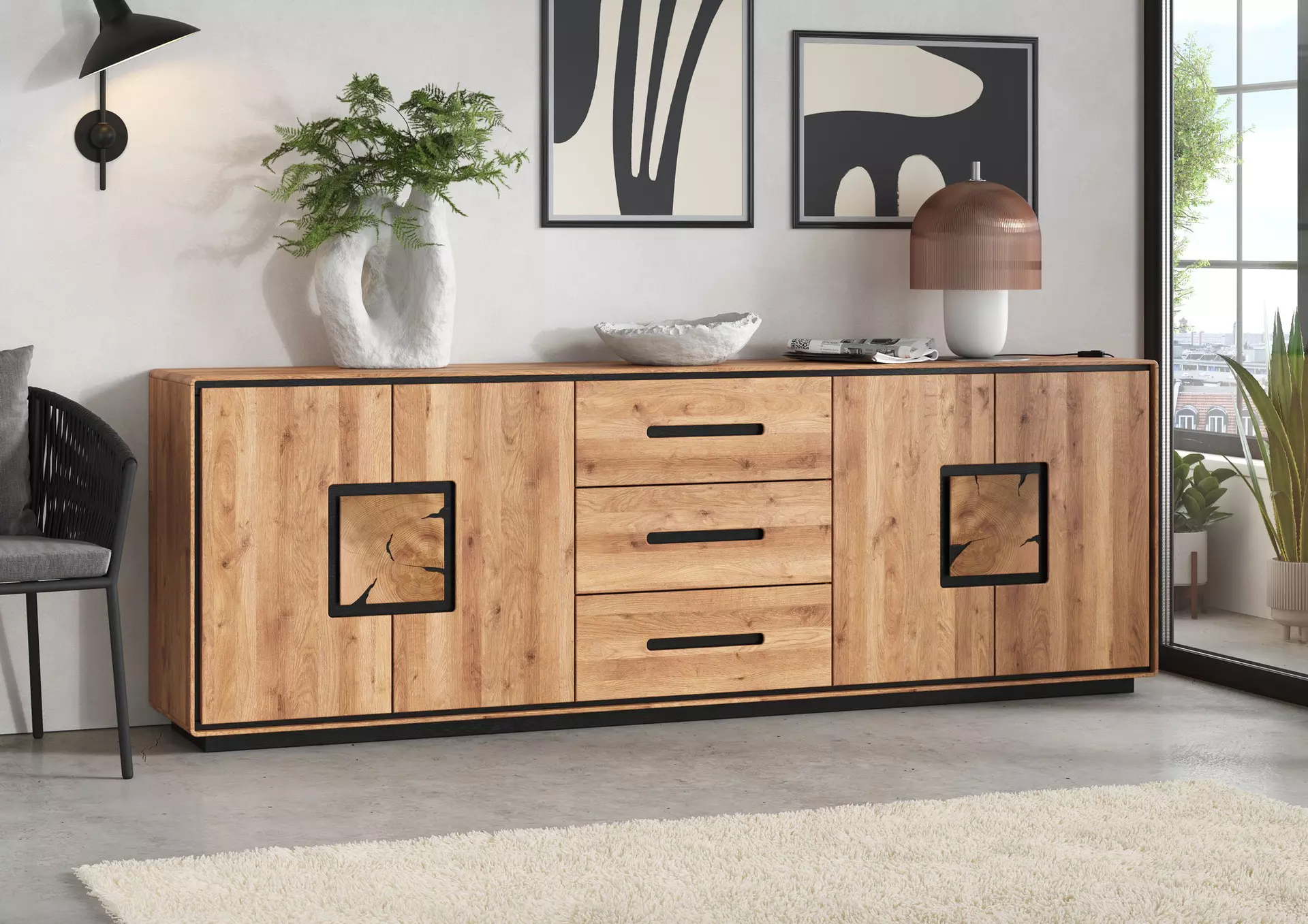 Sideboard WZ-0625 GK Möbel Holz 40 x 77 x 227 cm