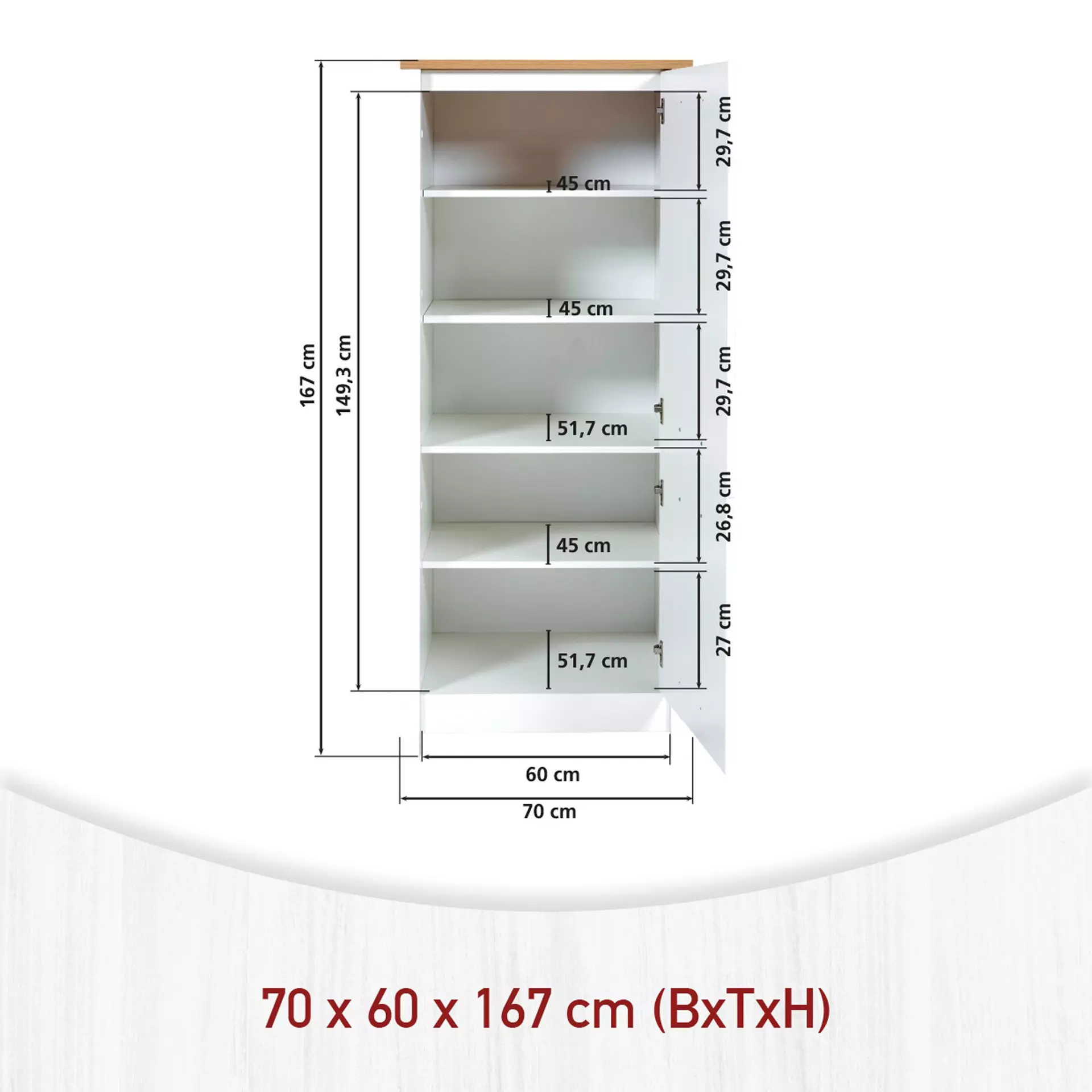 Hochschrank Sicilia Inter Link Holzwerkstoff 60 x 167 x 70 cm