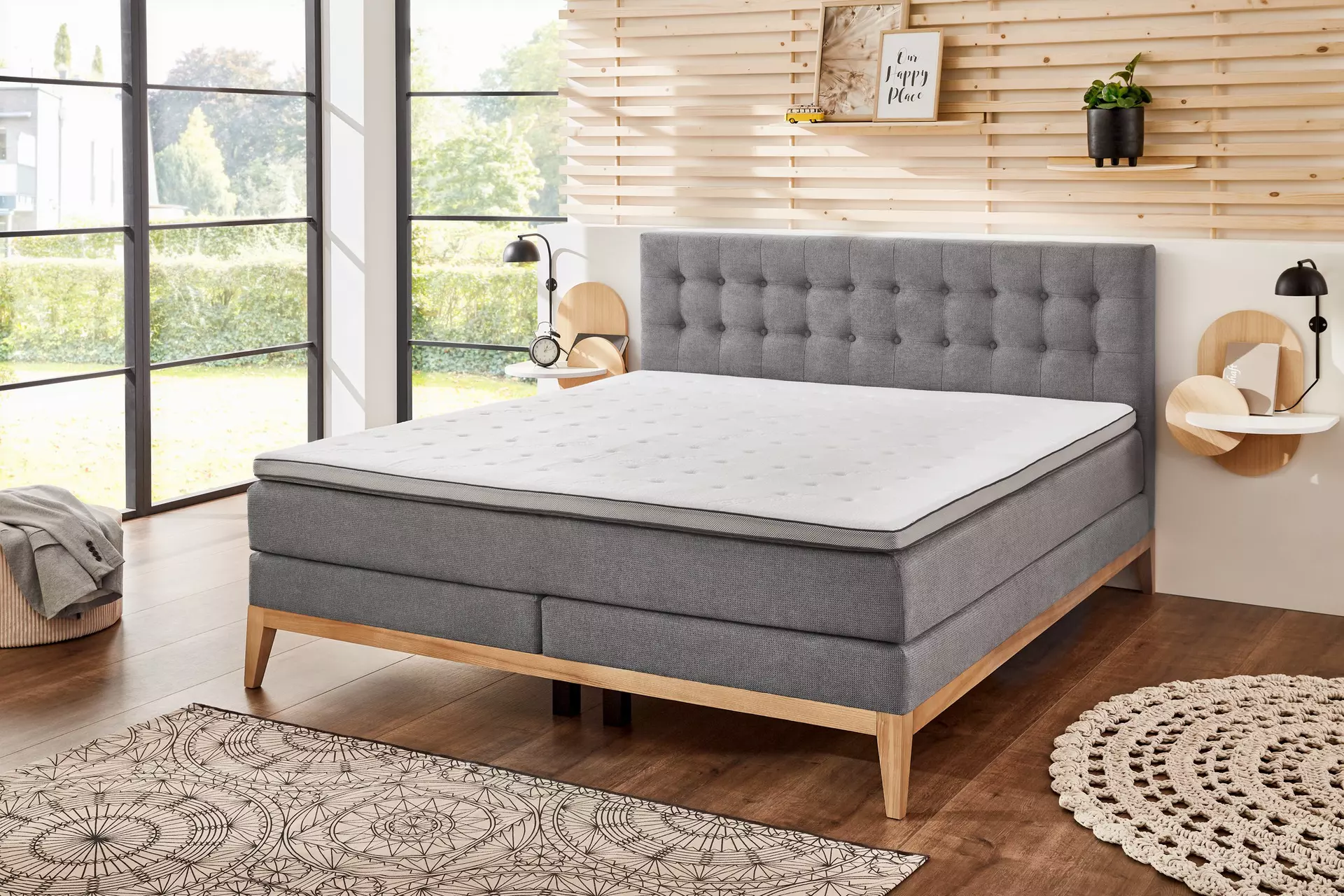Boxspringbett BX2290 BXSet 180X200 MT L 50456-710 Sun Garden Textil 180 x 109 x 214 cm