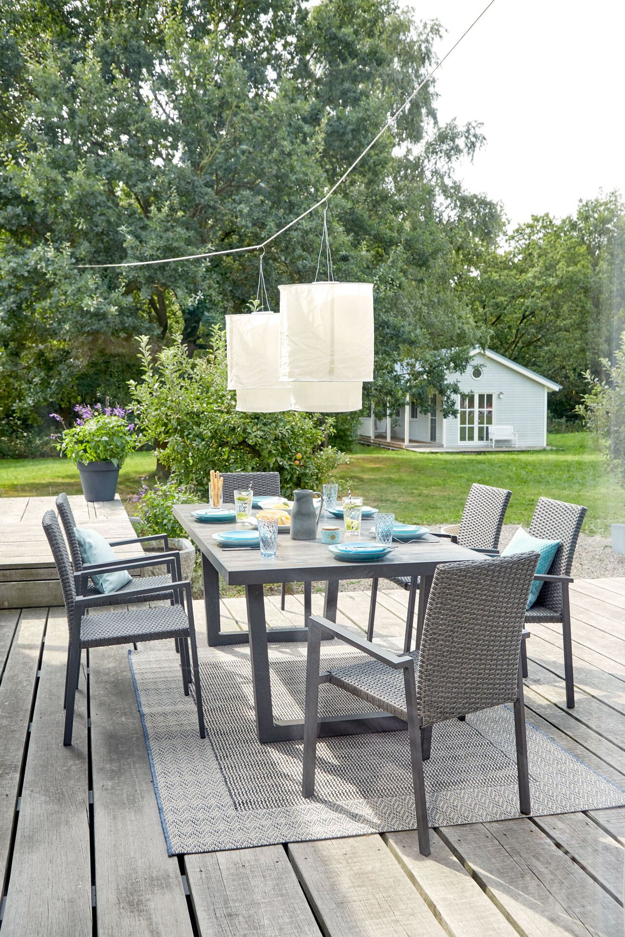 Gartentisch ILADO Outdoor Metall grau ca. 200x74x100 cm | Möbel Inhofer