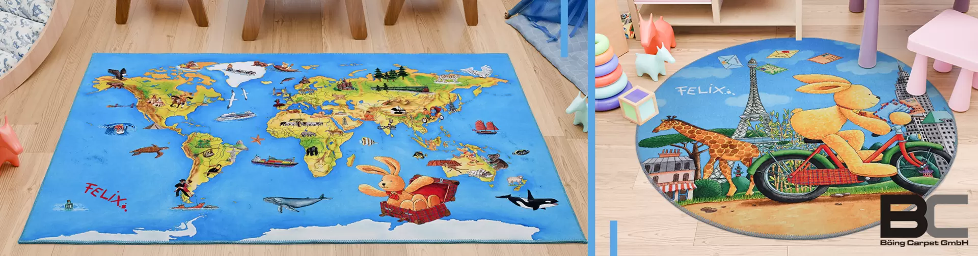 Liebevoll gestaltete Kinderteppiche von Böing Carpet für unbeschwerte Spielstunden