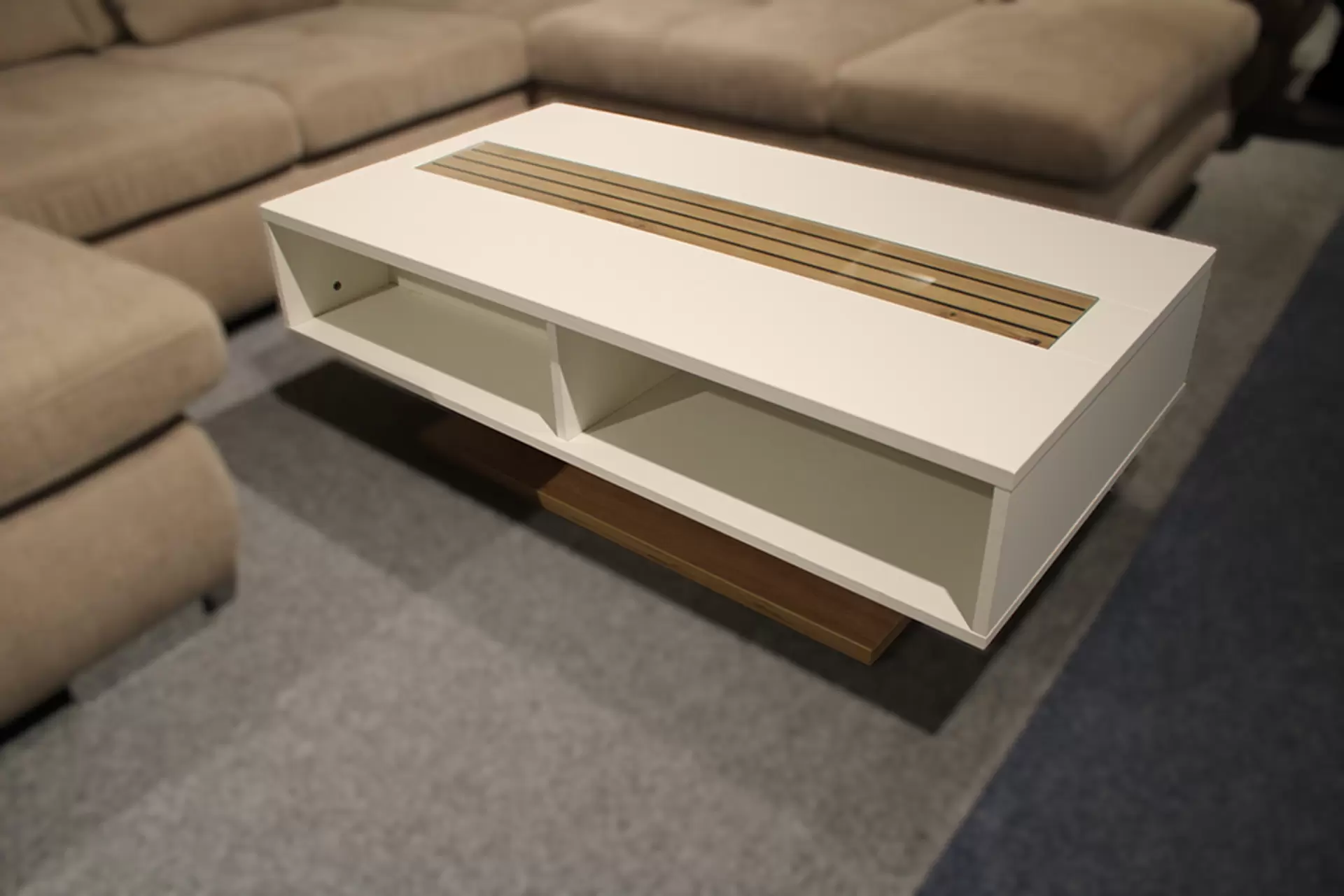 Der Couchtisch FRESNO von Wohn-Concept mit weißem Lack und Holzfurnier