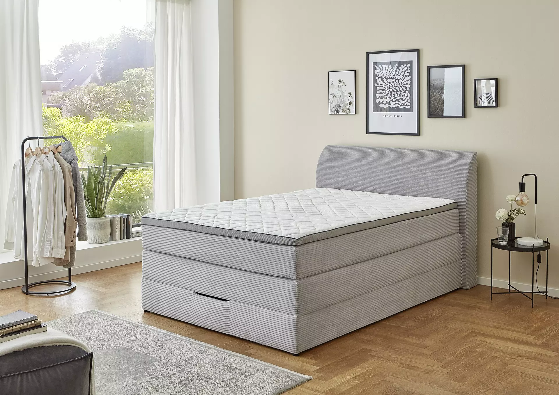 Boxspringbett BX2380 BXSet 140x200 BGS PAL Sun Garden Textil 148 x 106 x 216 cm