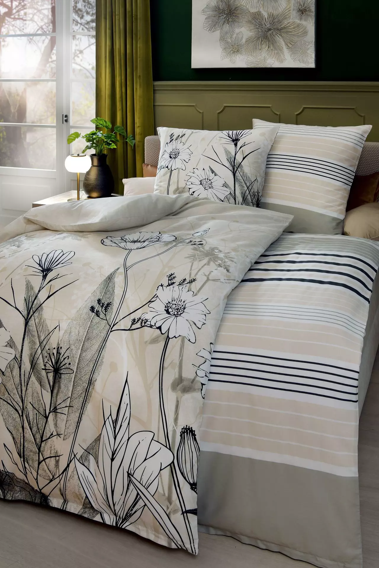 Satin-Bettwäsche Elena Blumenwiese Casa Nova Textil 135 x 200 cm