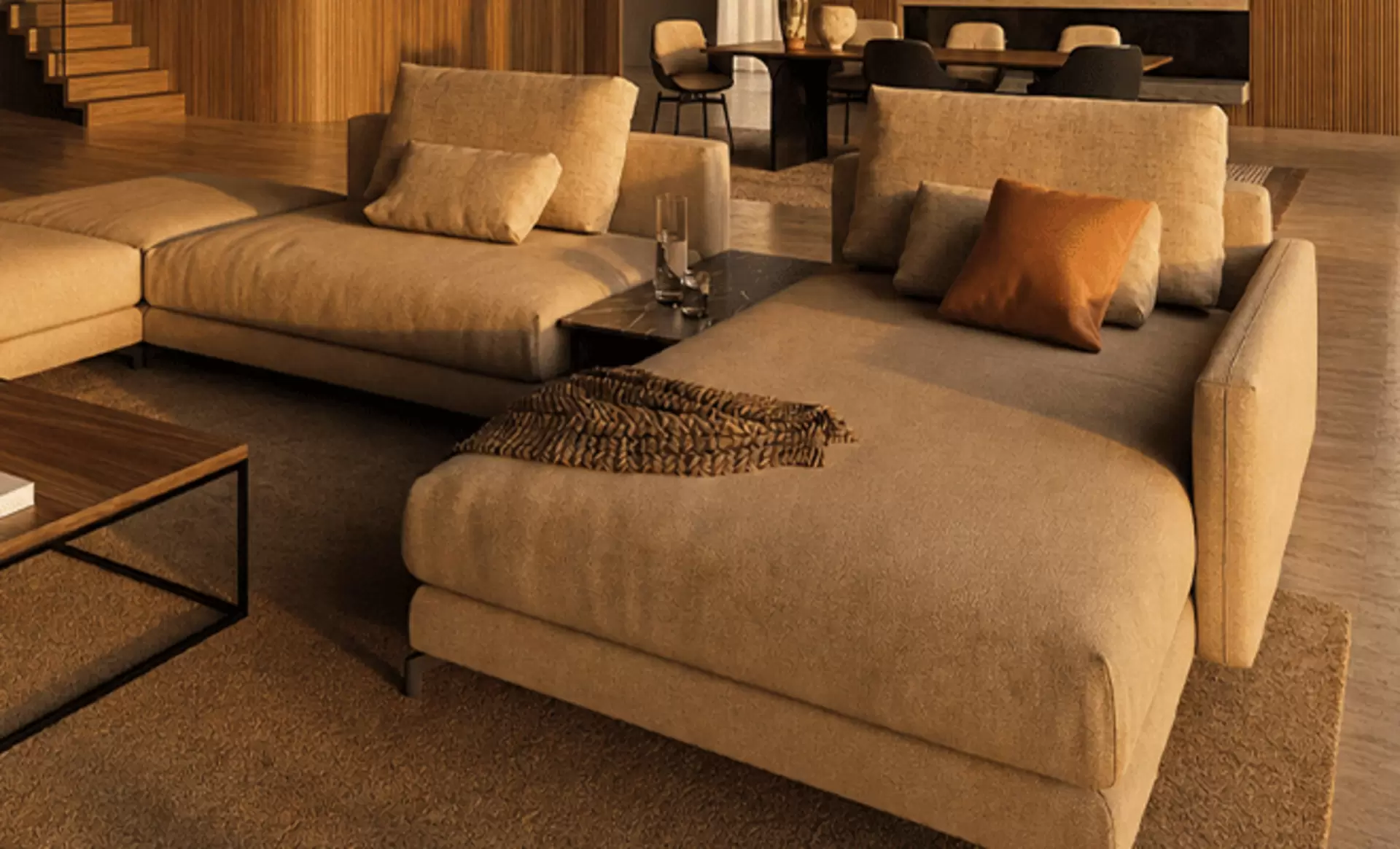 Das flexible Sofa Nuvola von Rolf Benz in der Ausstellung bei Möbel Inhofer