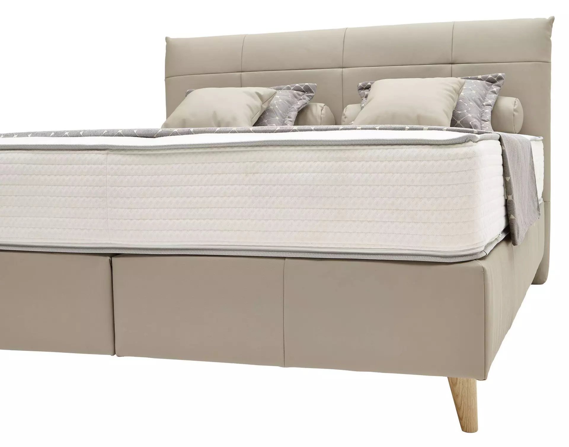 Boxspringbett VIA PLUS MELENA Dreamoro Leder 188 x 119 x 213 cm