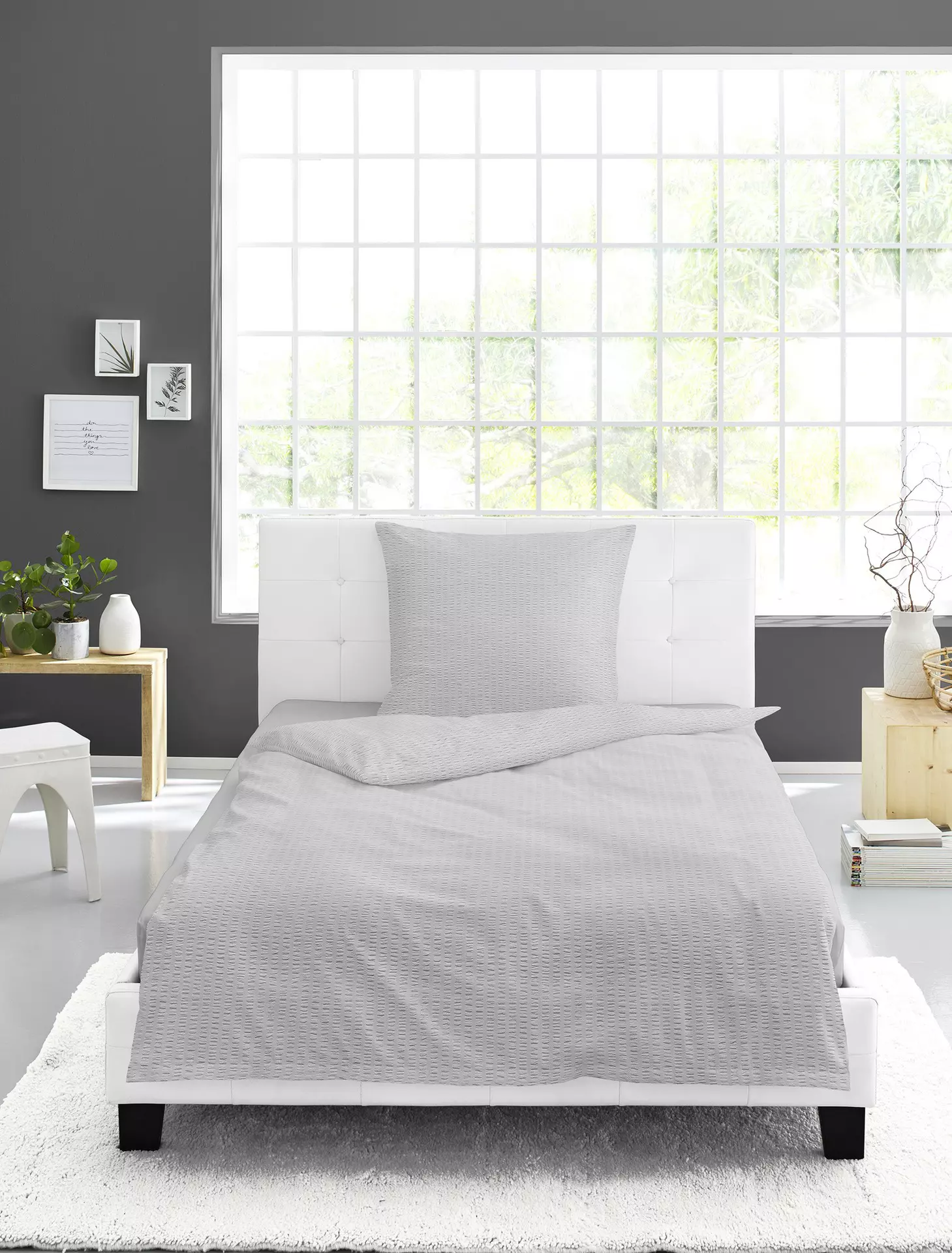 Seersucker-Bettwäsche 3000 Seersucker Uni Bierbaum Textil 135 x 200 cm