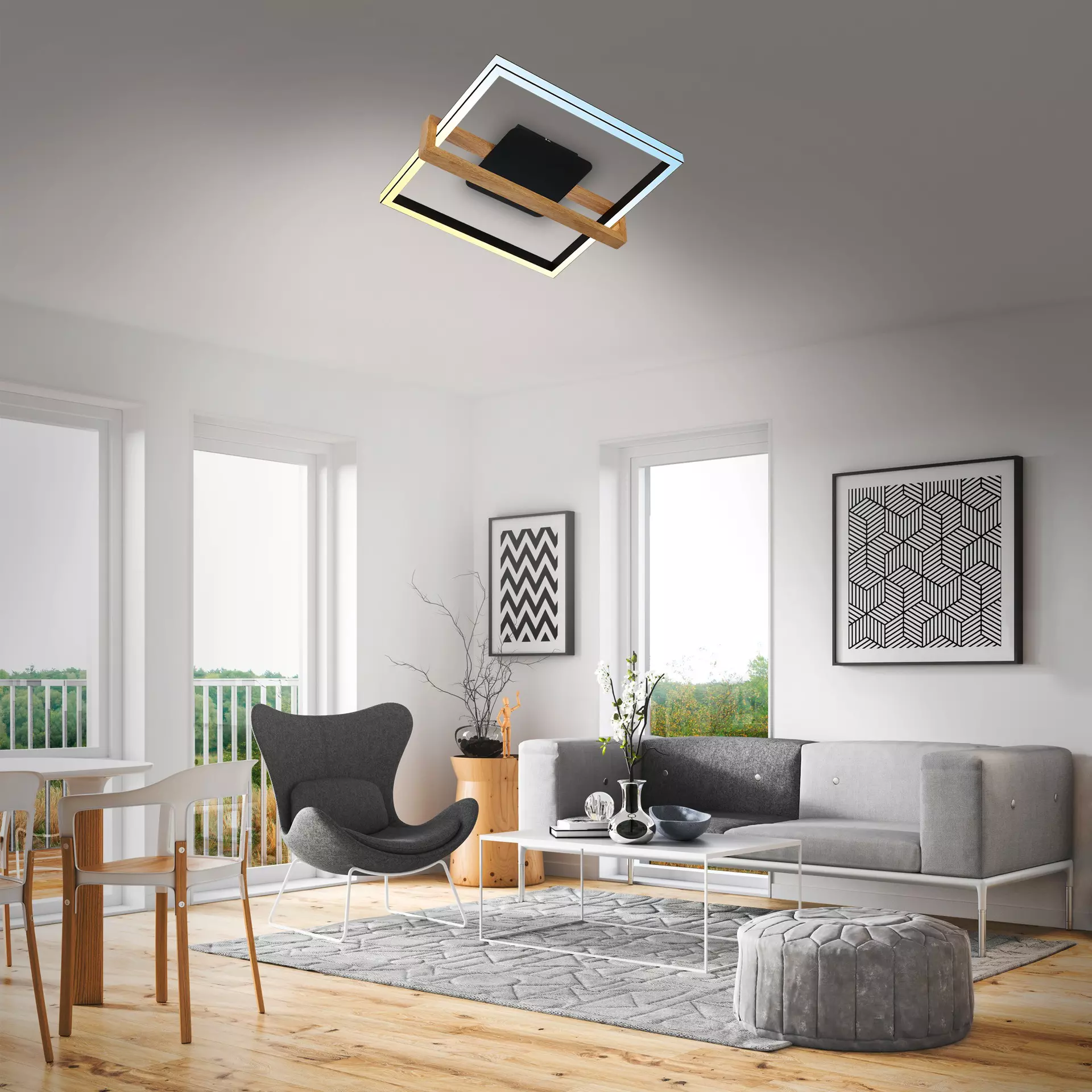Deckenleuchte FRAME NESTED Briloner Metall 49 x 12 x 45 cm