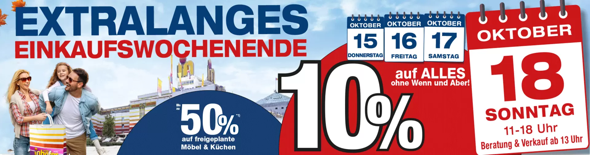 10% auf Alles am extralangen Verkaufswochenende bei Möbel Inhofer in Senden