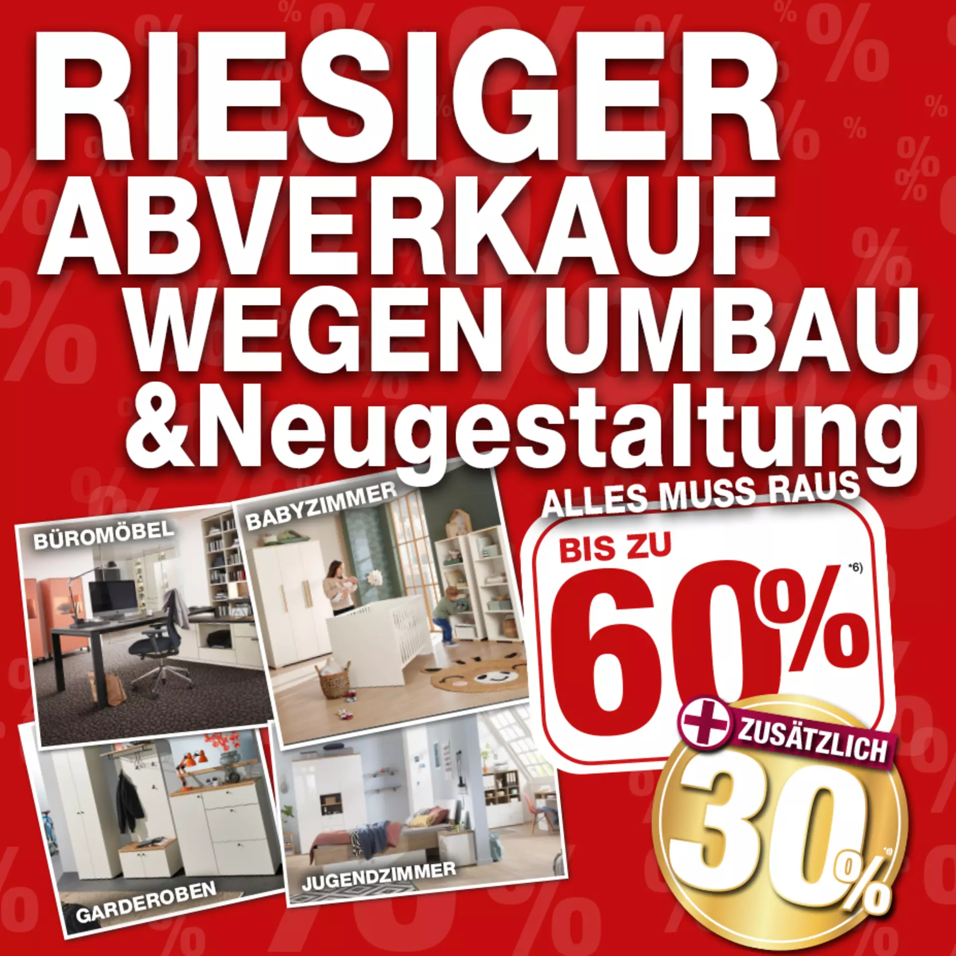 Jetzt 60% auf alle Büromöbel, Babyzimmer, Garderoben undJugendzimmer-Möbelschnäppchen bei Möbel Inhofer in Senden sichern! und 30% zusätzlich oben drauf!