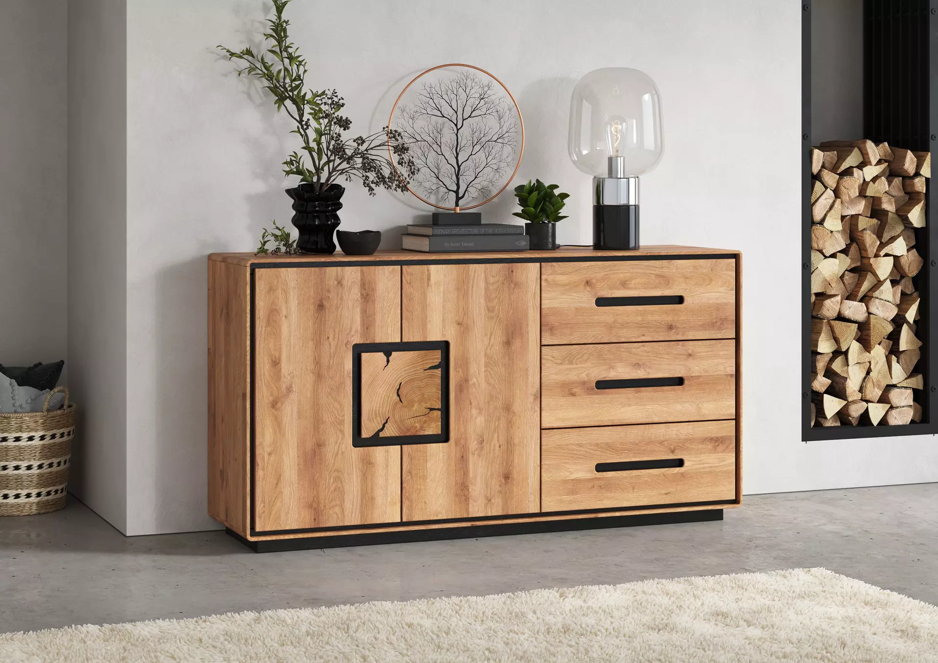 Sideboard WZ-0625 GK Möbel Holz 40 x 77 x 146 cm