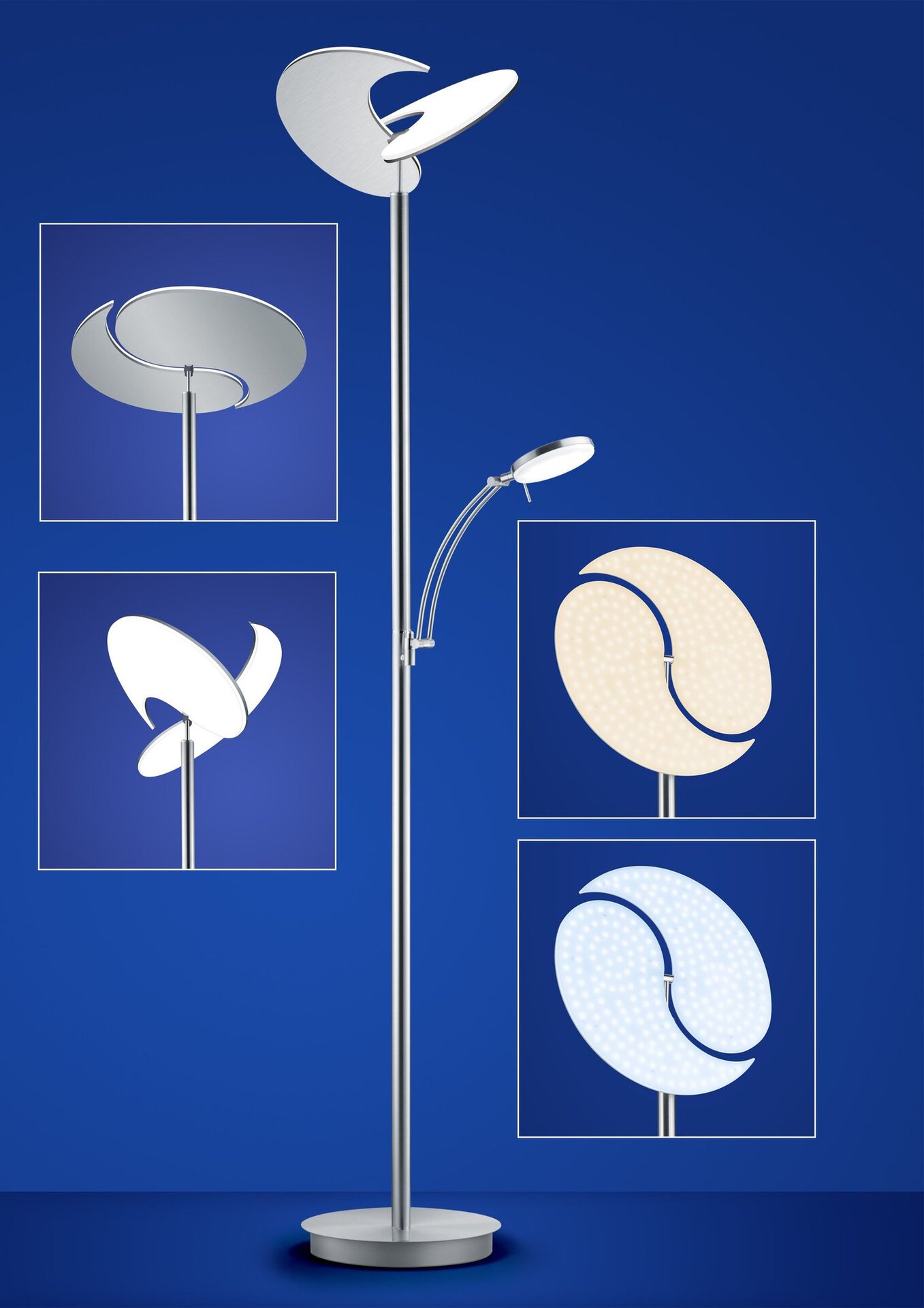 Stehleuchte MALIBU B-Leuchten Metall silber ca. 44x180x44 cm | Möbel