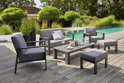 2. Bild von Loungehocker Textil grau ca. 58 x 43 x 43 cm