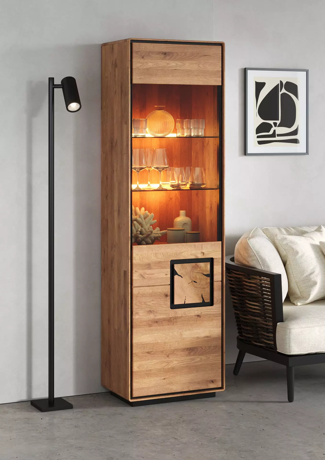 Vitrine WZ-0625 GK Möbel Holz 40 x 203 x 60 cm