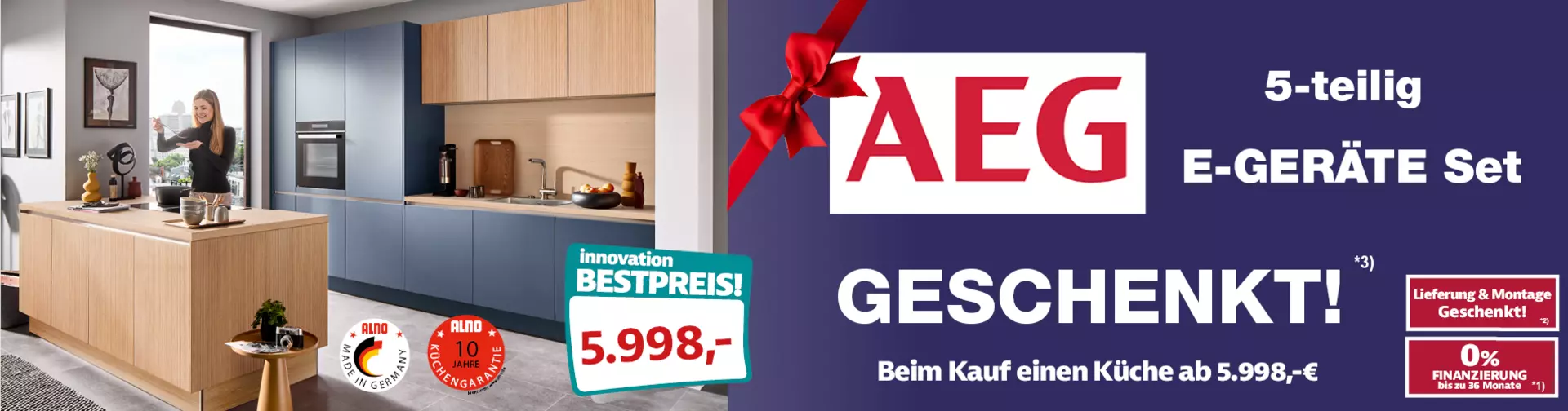 Jetzt Küche kaufen und 5-teiliges E-Geräte Set von AEG geschenkt bekommen. Nur bei Innovation in Günzburg