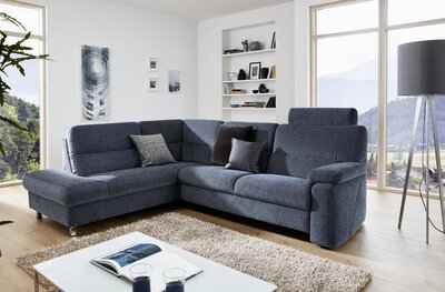 Bild von Ecksofa Polyester Blau Himolla