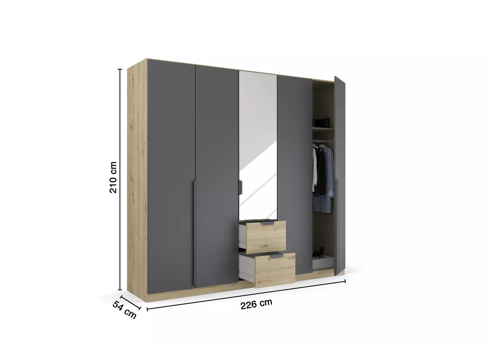 Drehtürenschrank TALARA LIV'IN Holzwerkstoff 54 x 210 x 226 cm