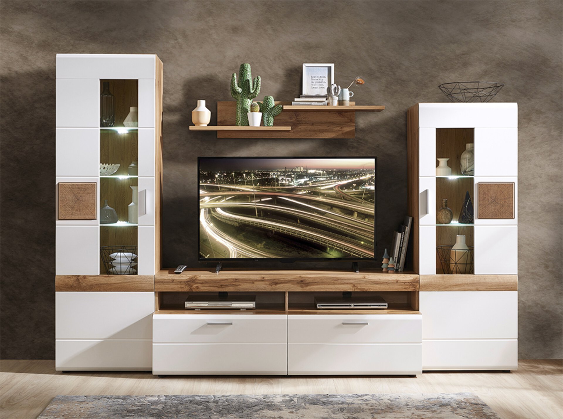 Wohnwand LE MANS CELECT Holzwerkstoff braun ca. 280x194x50 cm | Möbel