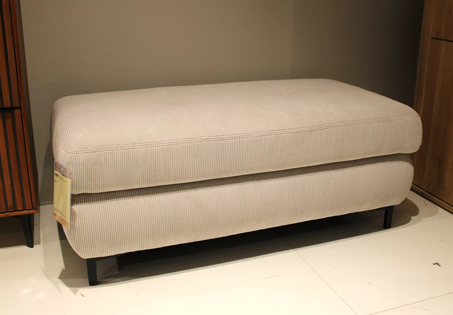 Hocker XXL Stoff Cord hellgrau