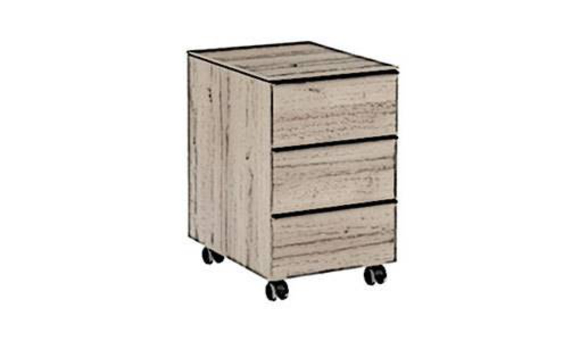 Stilisierter Bürocontainer aus Holz steht sinnbildlich für das praktische Aufbewahrungssystem innerhalb eines Arbeitszimmers..