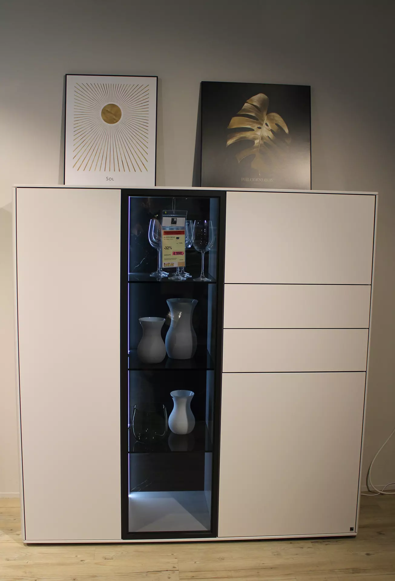 Highboard ZOLA Glattlack steingrau