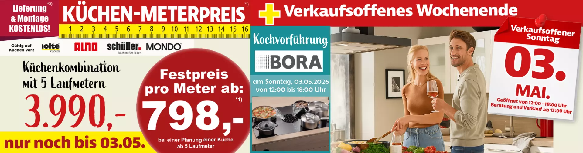 Küchen-Meterpreis bei Innovation Küche und Bad in Günzburg. Nur noch bis zum verkaufsoffenen Sonntag am 03. Mai 2026