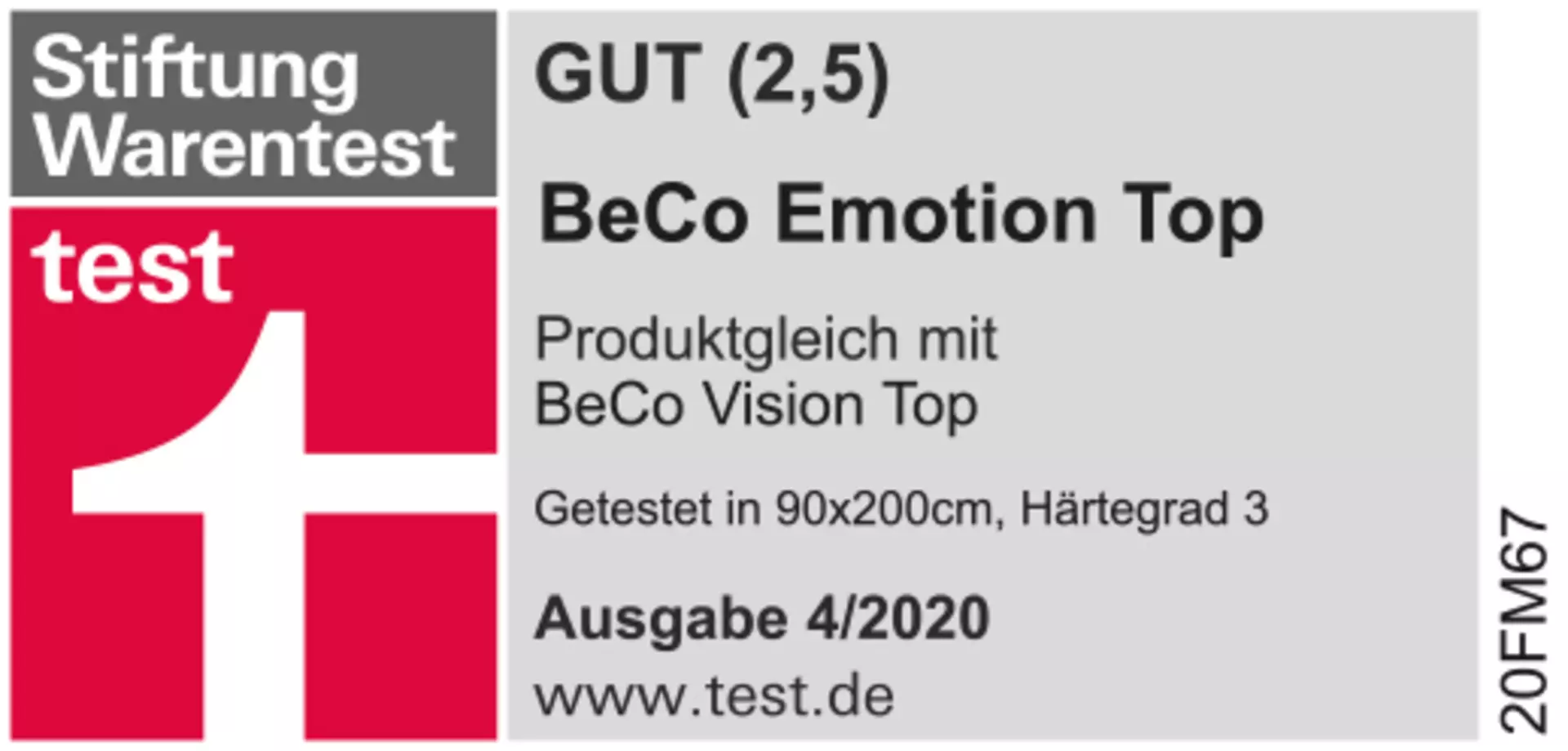Komfortschaummatratze Emotion Top H3 BeCo Textil 140 x 22 x 200 cm