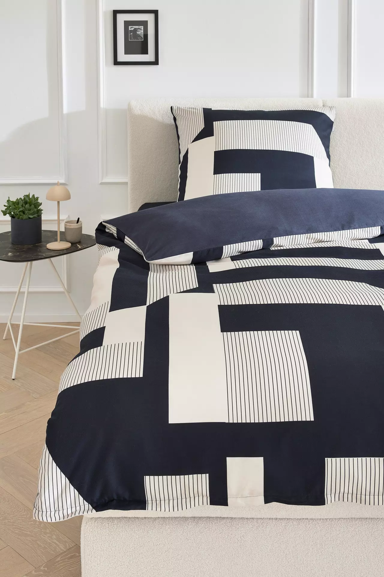 Satin-Bettwäsche Slow-B Musterring Textil 155 x 220 cm