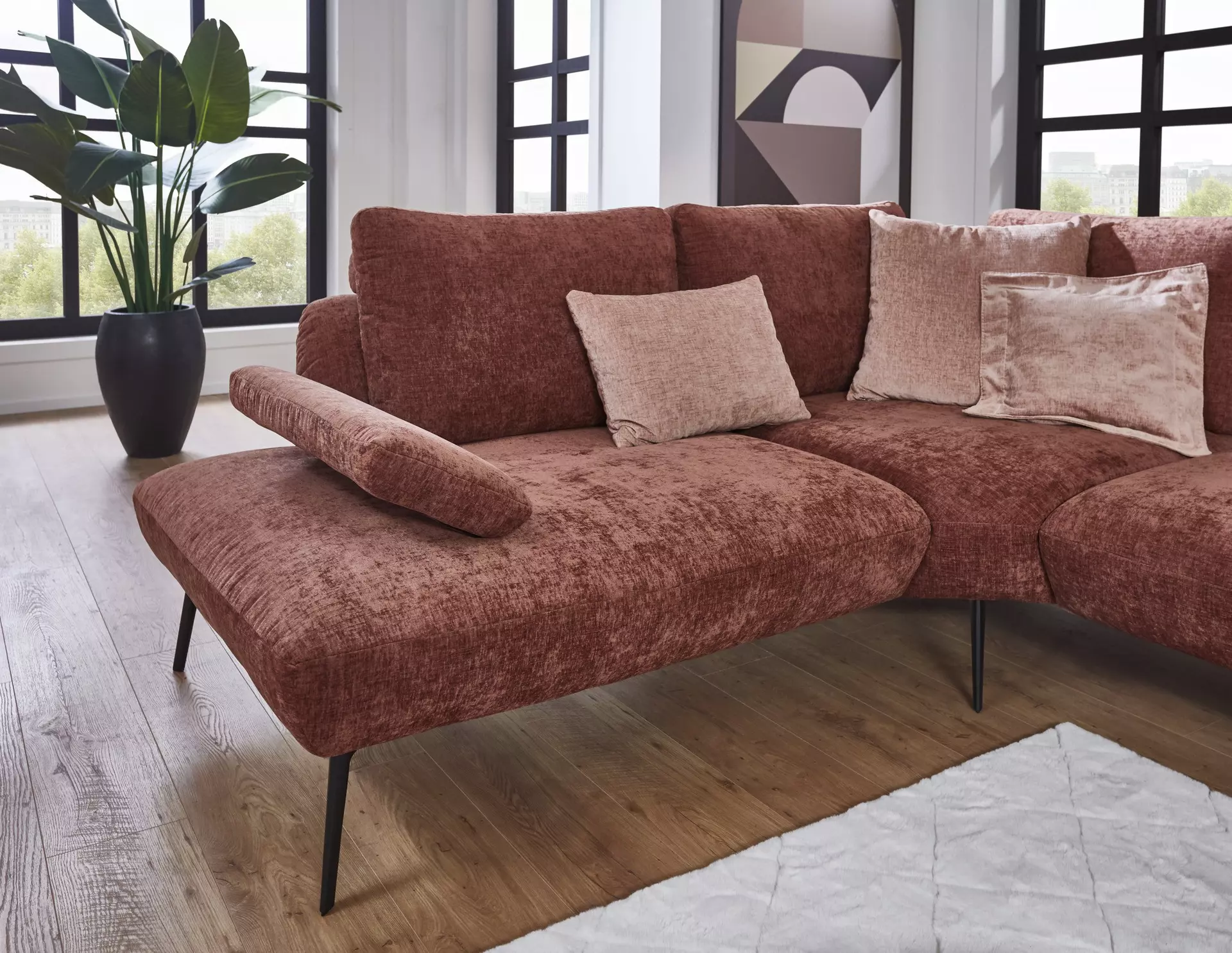 Polstergarnitur BENTON Steinpol Textil 223 x 93 x 301 cm
