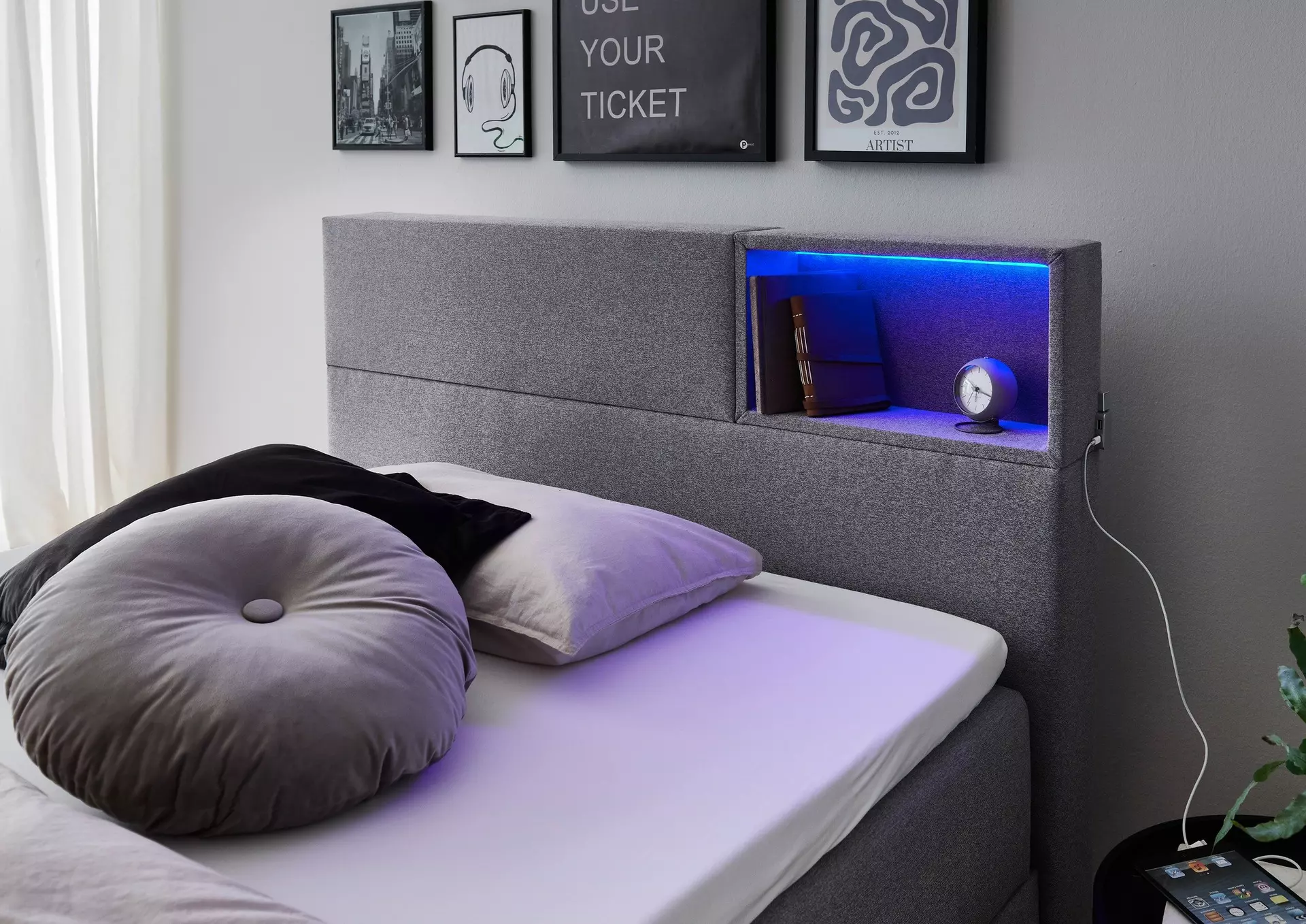 Boxspringbett CAJA Meise Möbel Metall 196 x 111 x 207 cm