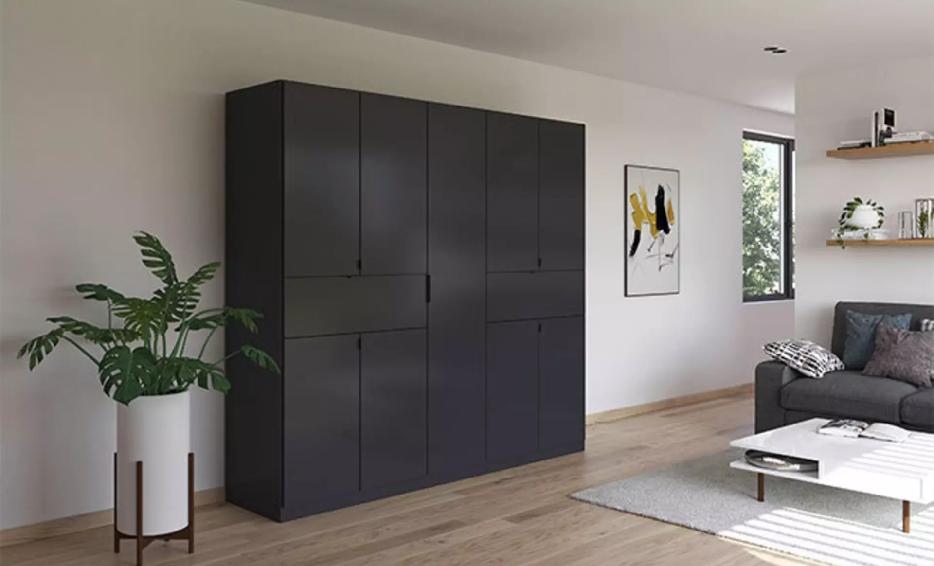 Schwarzer Schrank von der Marke Rauch