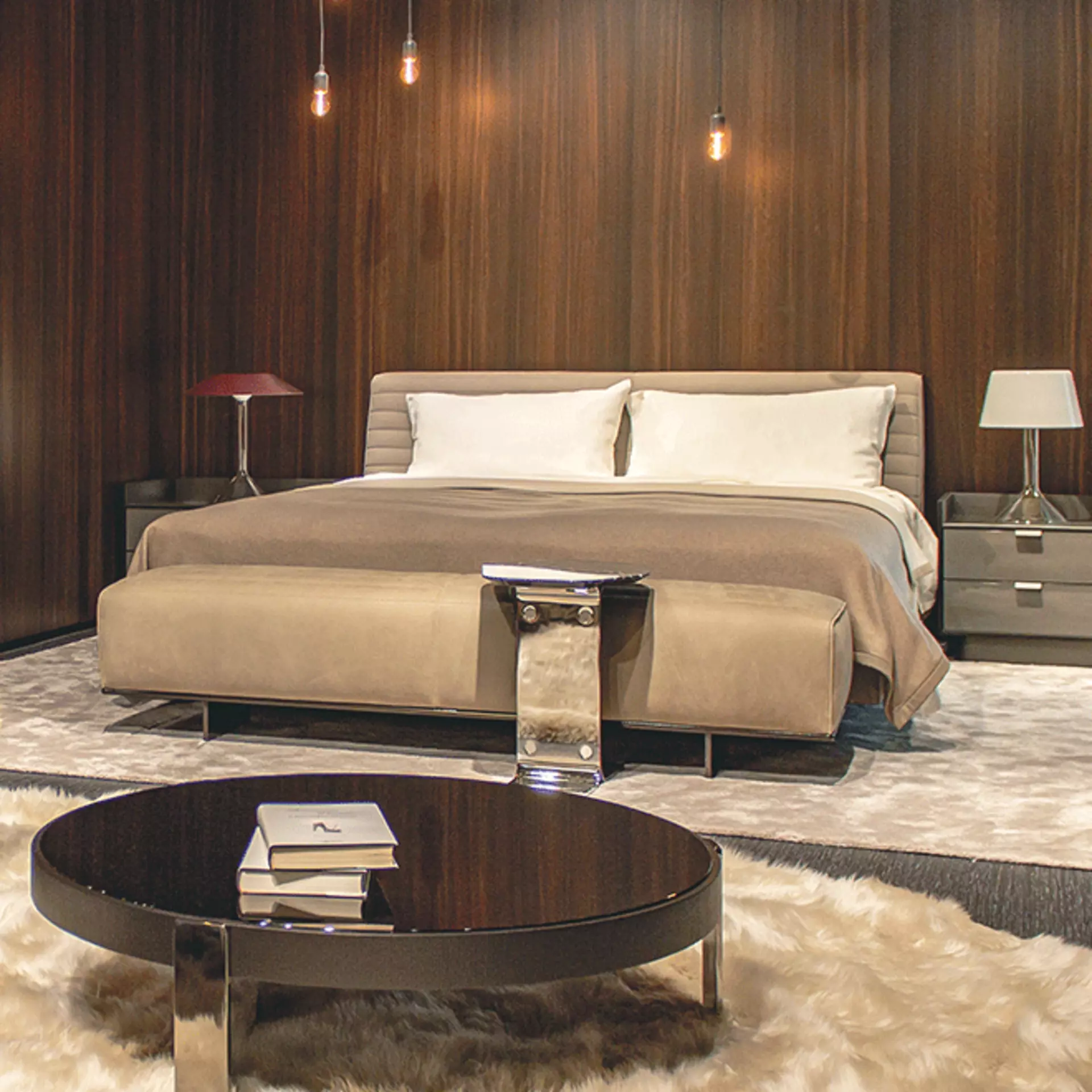 Das Minotti Designbett Roger in der Ausstellung bei interni by inhofer