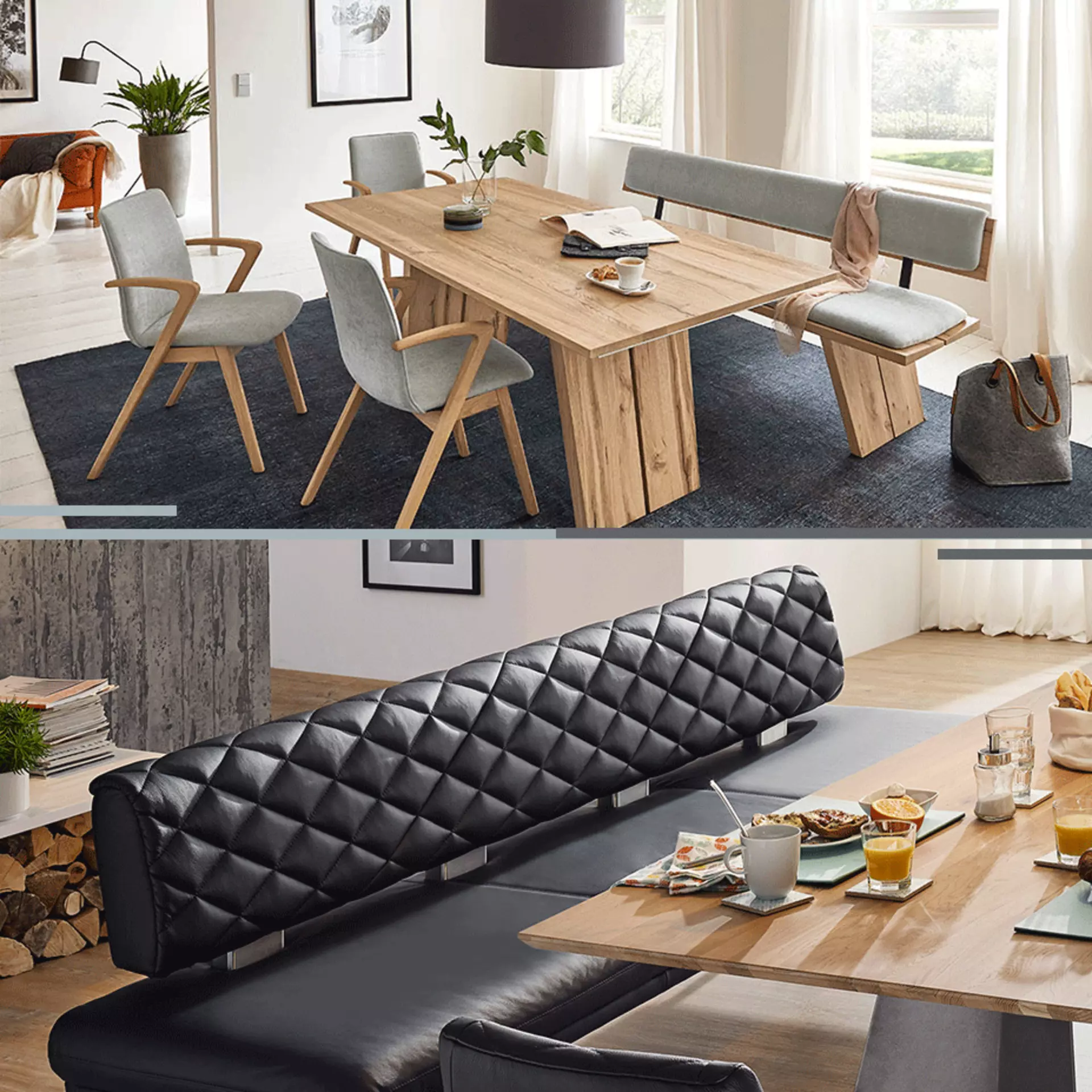 Mobiler Banner für die Inspirationsseite Sitzbank vs Stühle