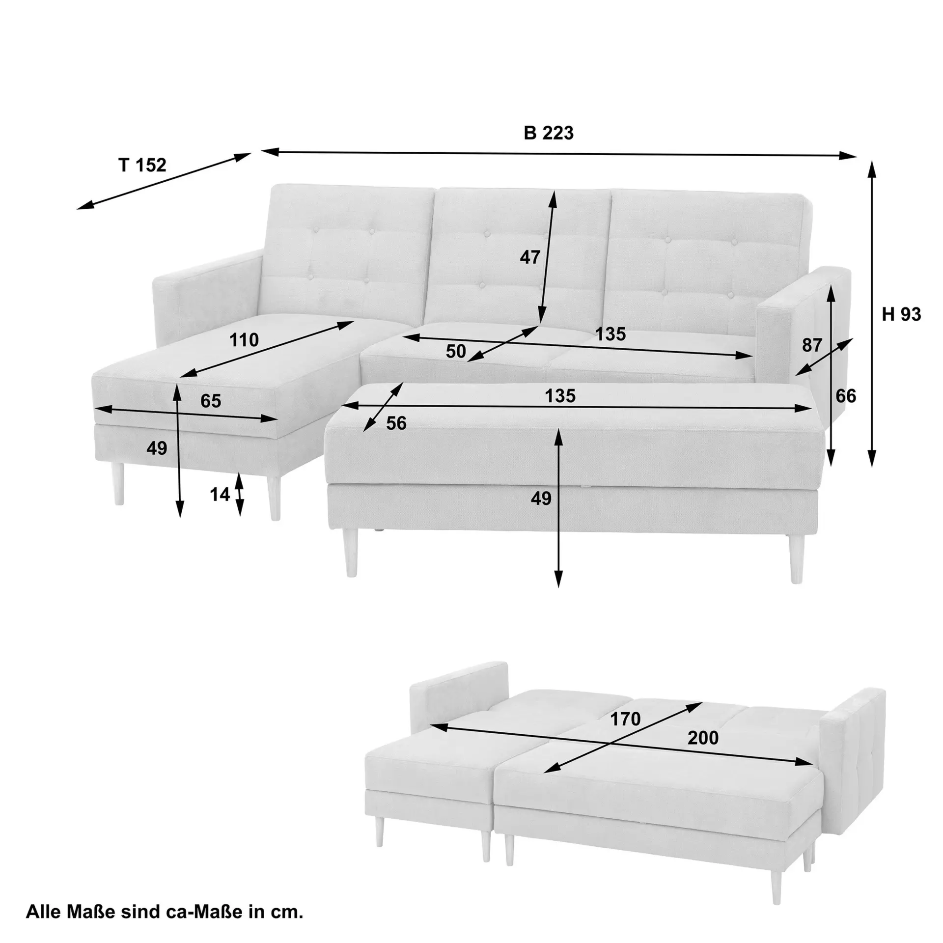 Schlafsofa Easy Relax Max Winzer Textil 152 x 93 x 223 cm