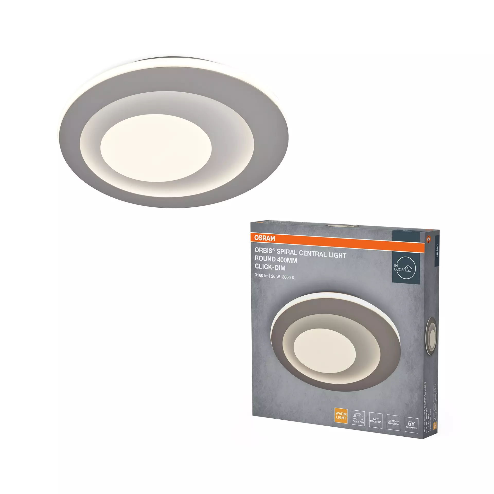 Deckenleuchte Orbis Spiral Gray OSRAM Metall 