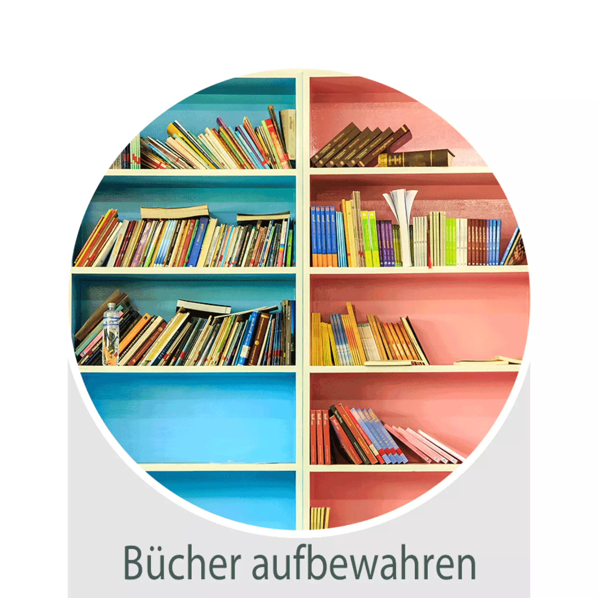 Bunte Bücherregale