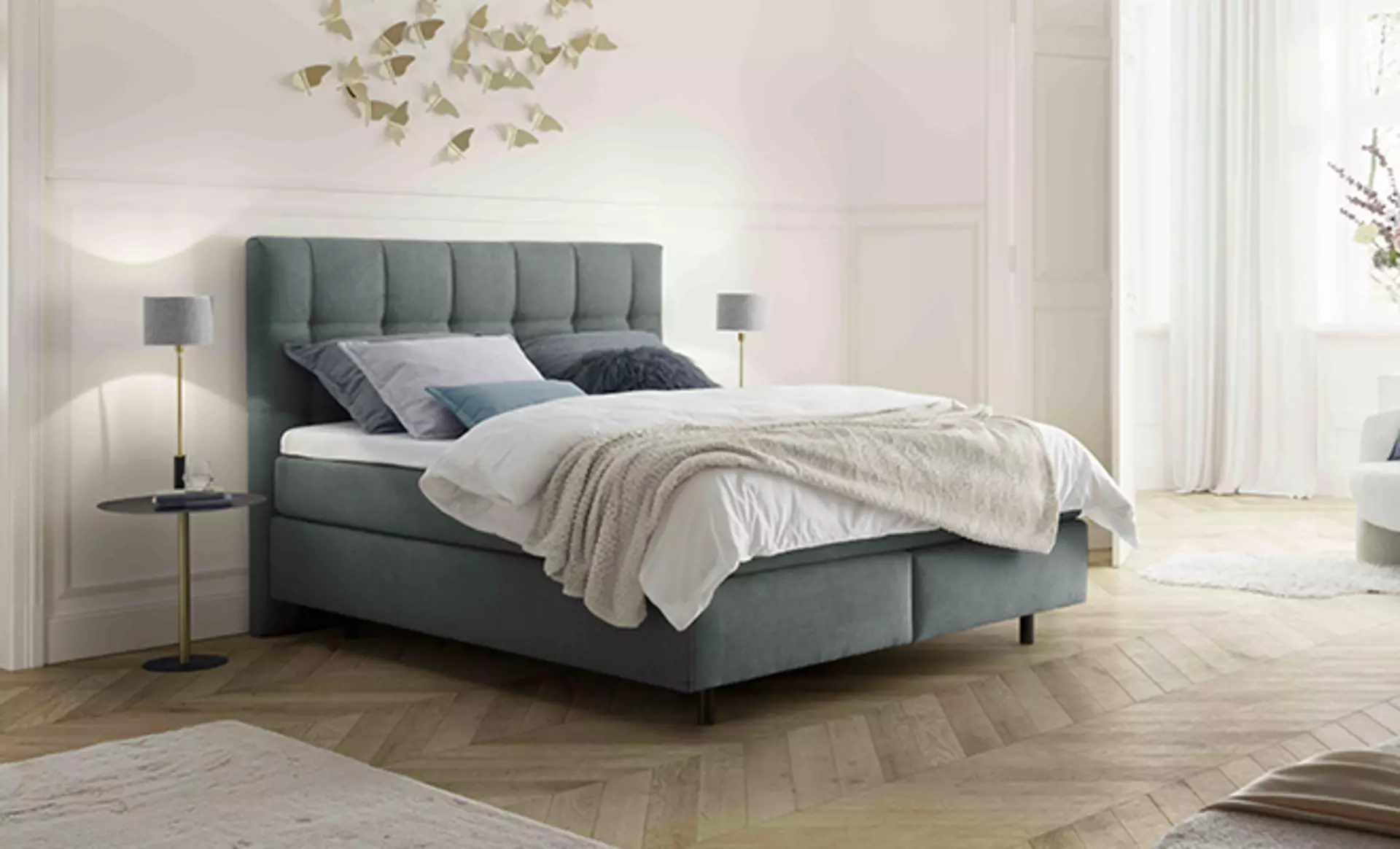 Boxspringbett von Schlaraffia in Blau