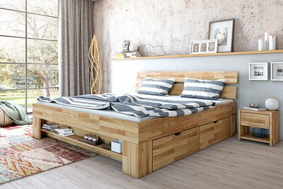 Bild von Bett ca. 215 x 88 x 185 cm Dreamoro braun