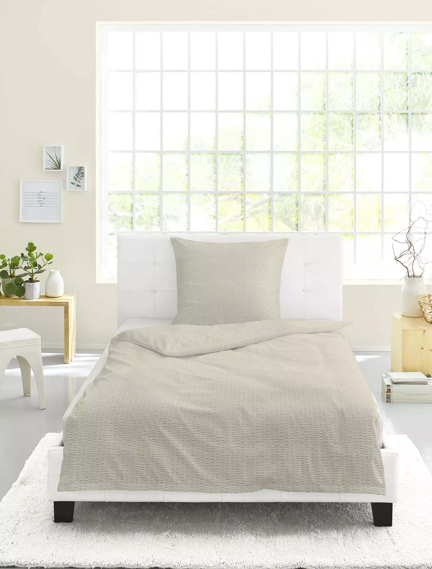 Seersucker-Bettwäsche 3000 Seersucker Uni Bierbaum Textil 155 x 220 cm