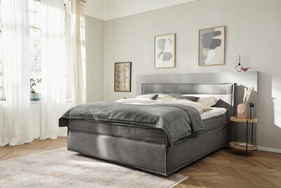 Bild von Boxspringbett ca. 193 x 115 x 209 cm Musterring grau