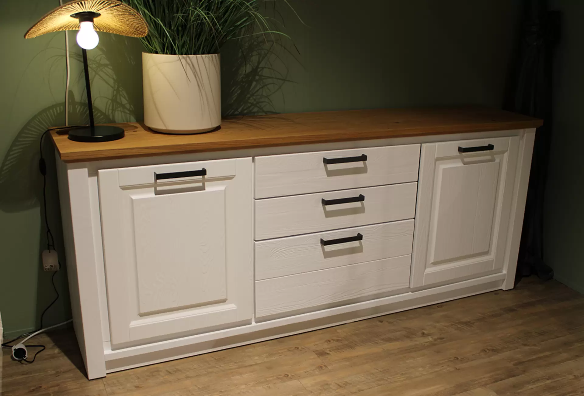 Sideboard TRATO Astfichte massiv weiß gebürstet