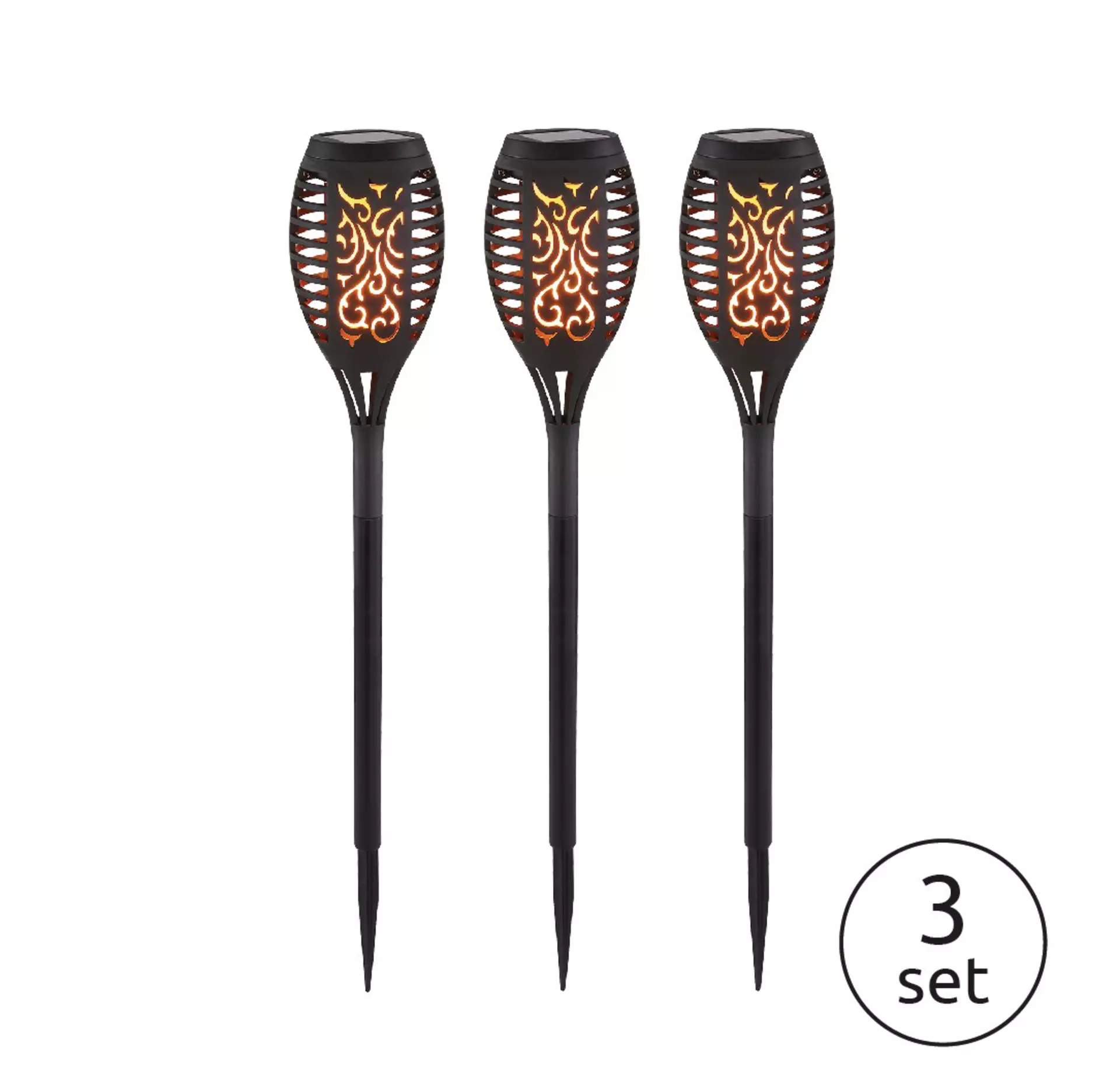 Solarleuchte Solar Fackel 3-er Set Globo Kunststoff 7 x 49 x 7 cm