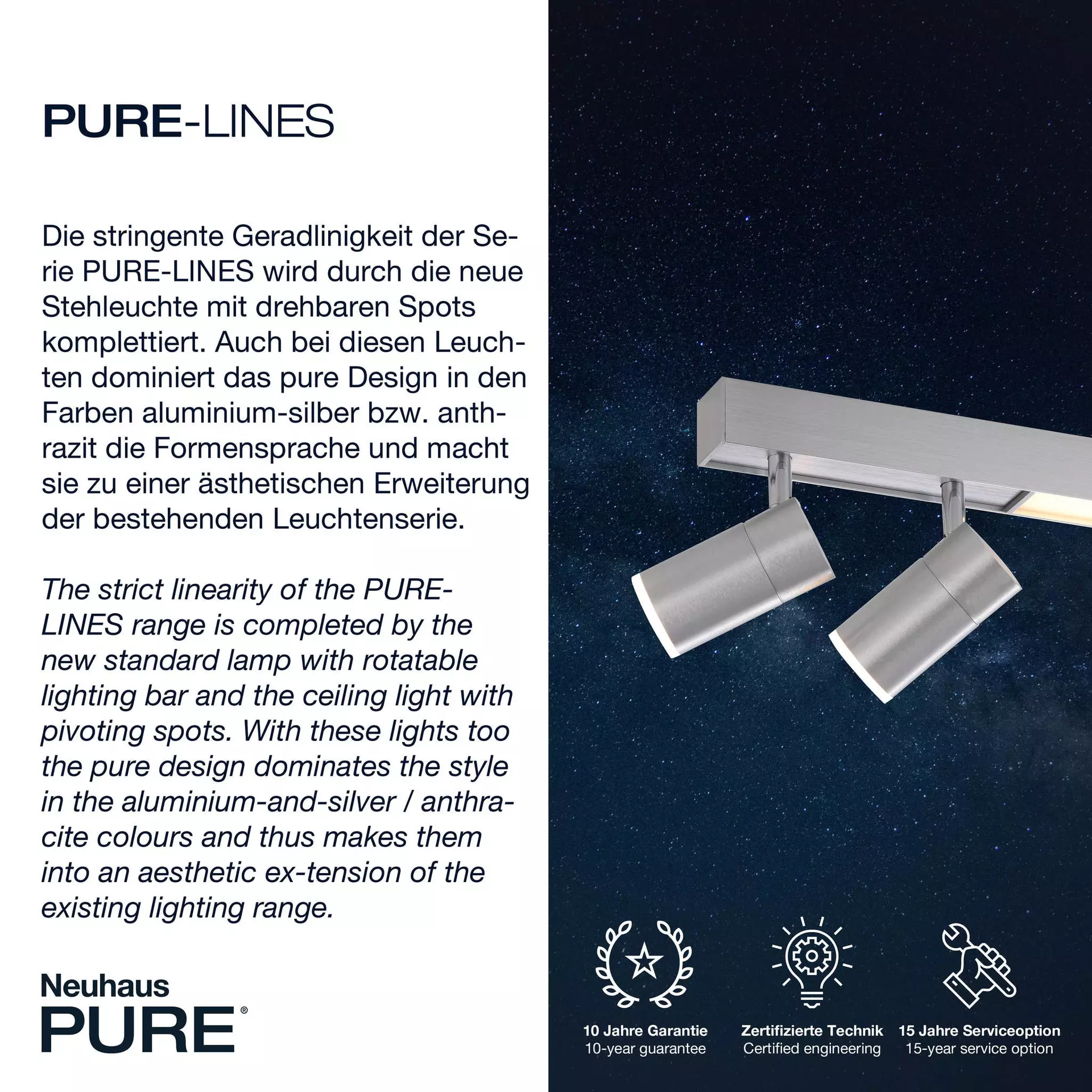 Deckenleuchte PURE-LINES Paul Neuhaus Metall 120 x 15 x 19 cm