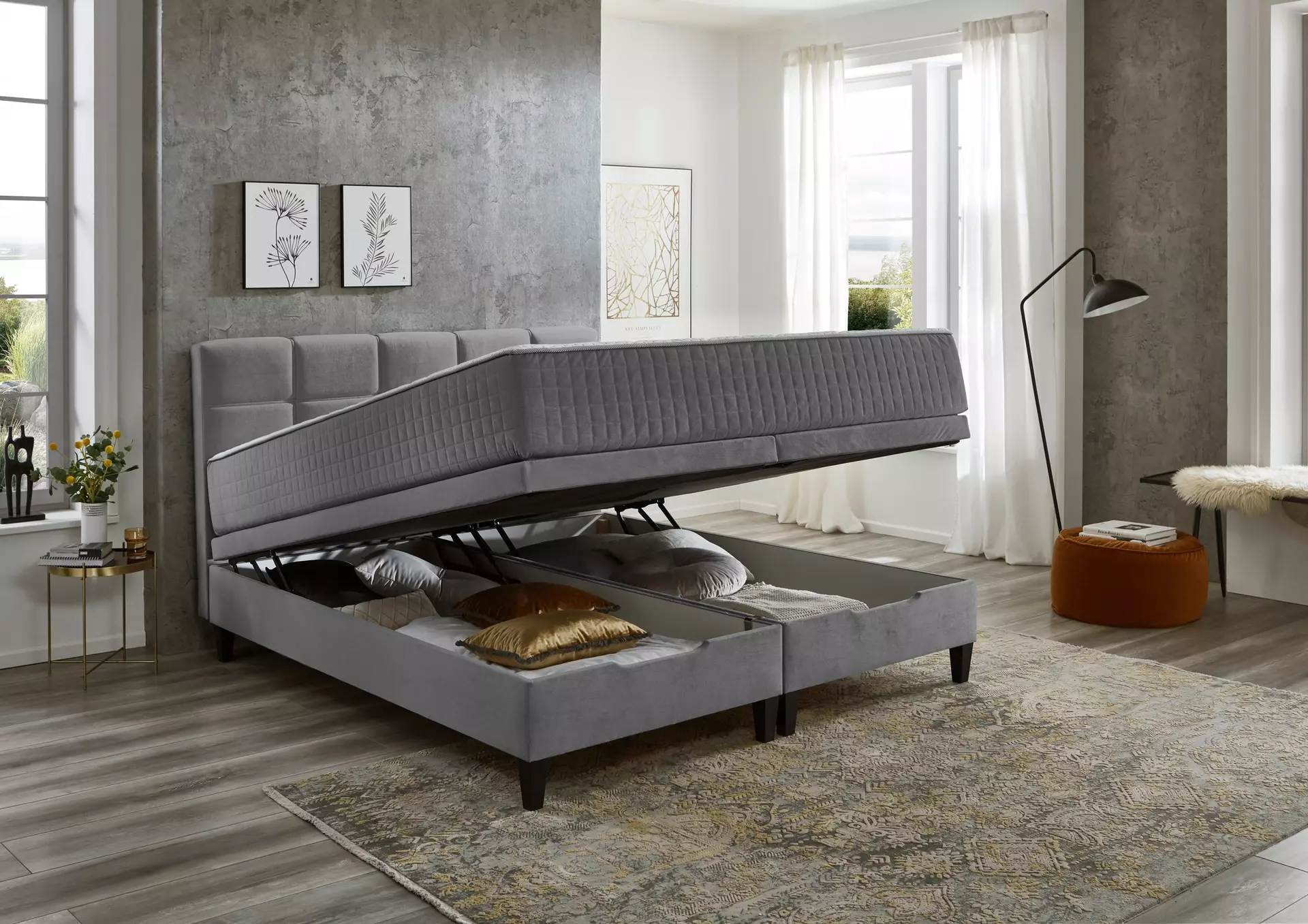 Boxspringbett BX2590 Sun Garden Textil 180 x 114 x 213 cm